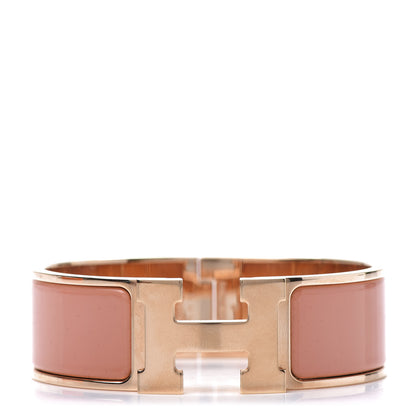Hermes Enamel Wide Clic Clac H Bracelet GM Rose Saumon 1 of 5