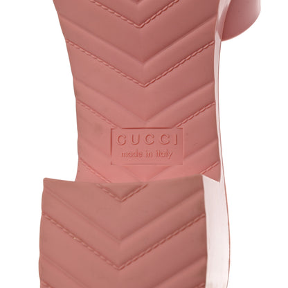 Gucci Rubber Gucci Logo Womens Platform 20/60mm Slide Sandals 38 Wild Rose 8 of 13