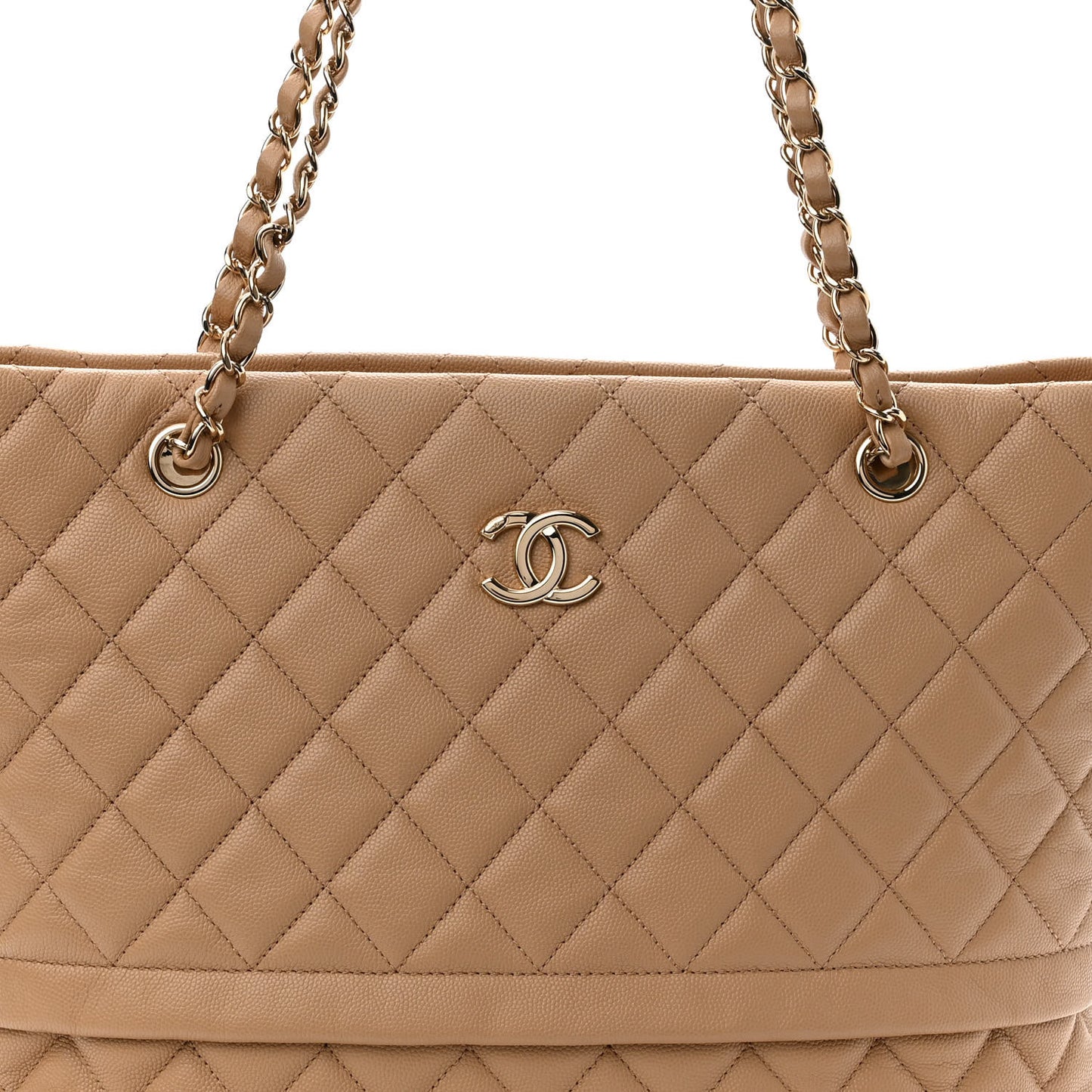 Caviar Quilted Rolled Up Tote Beige