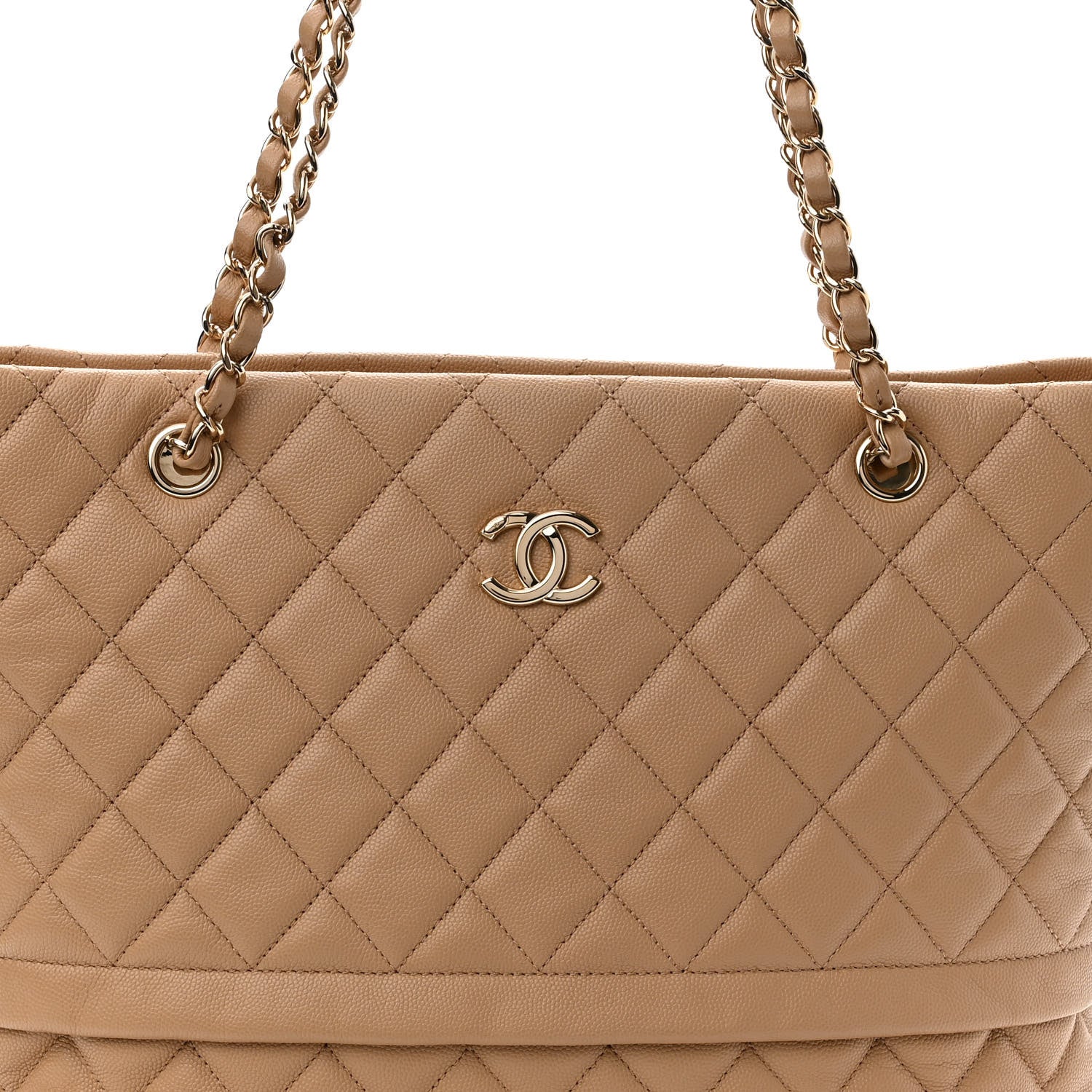Chanel Caviar Quilted Rolled Up Tote Beige 8 of 10