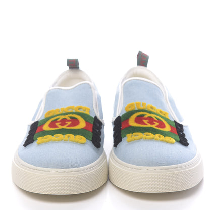 Gucci Kura Denim Logo Embroidered Mens Slip On Sneakers 11 Blue 2 of 10