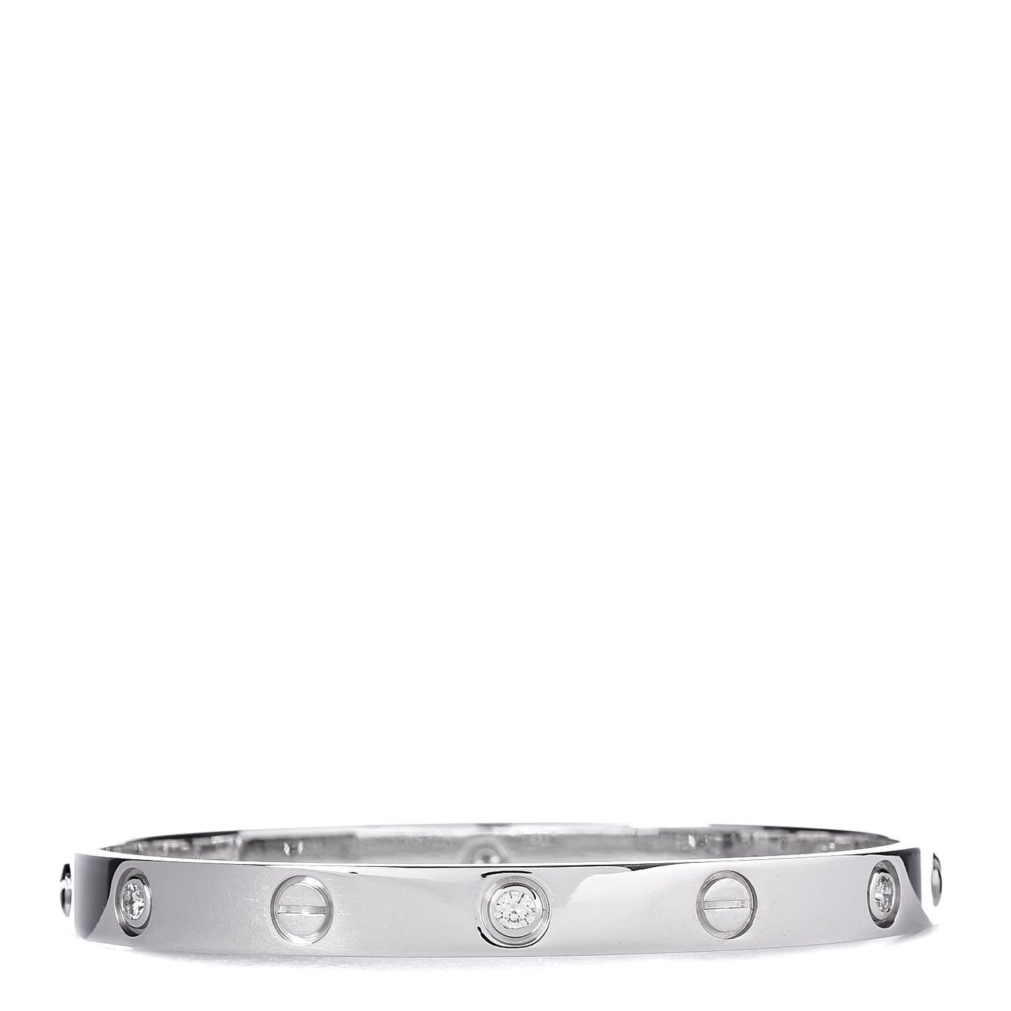 18K White Gold 6 Diamond LOVE Bracelet 17
