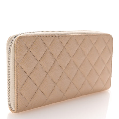 Chanel Iridescent Caviar Quilted Large Gusset Zip Around Wallet Beige 3 of 11