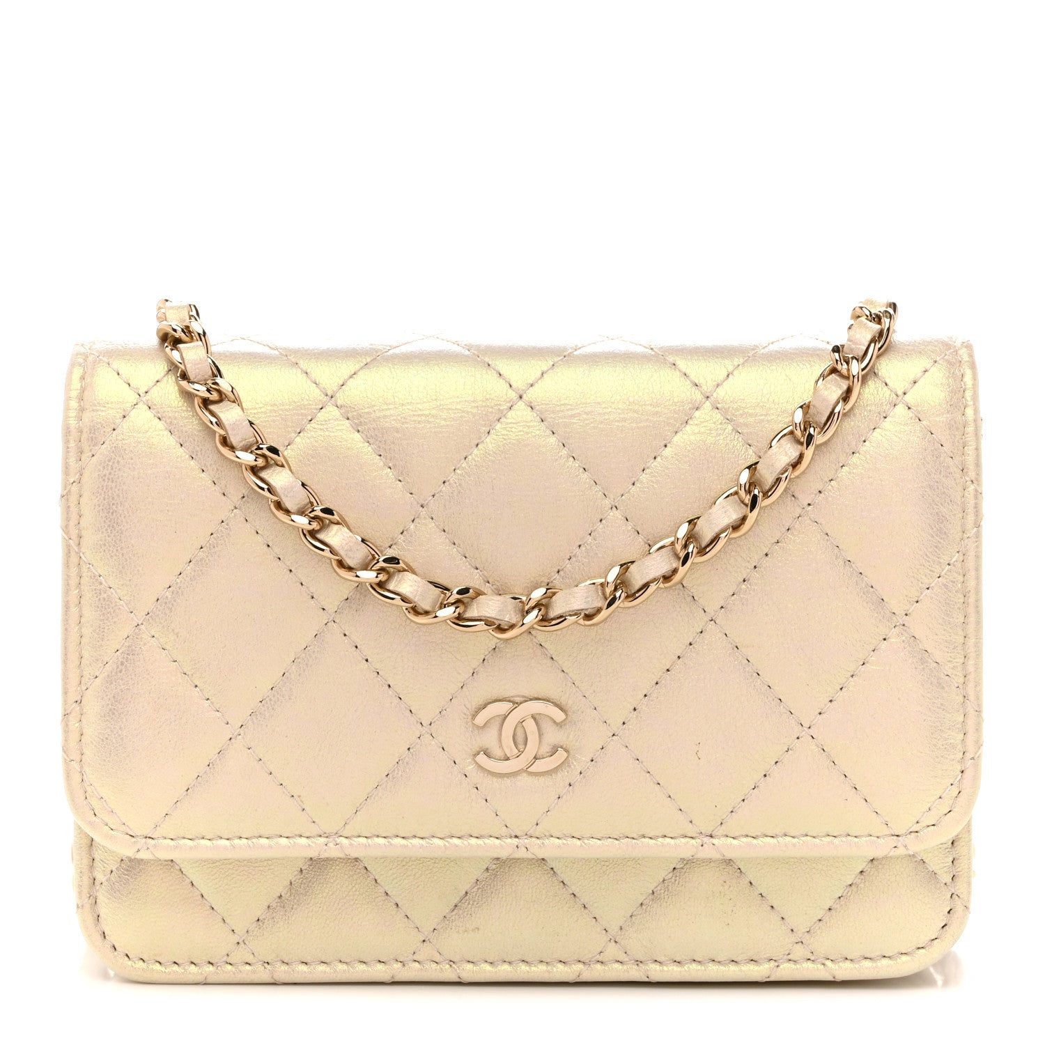 Chanel Iridescent Lambskin Quilted Mini Wallet On Chain WOC Ivory 1 of 14