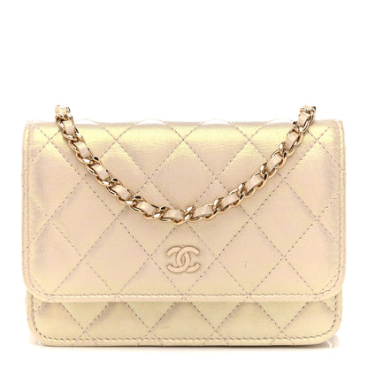 Chanel Iridescent Lambskin Quilted Mini Wallet On Chain WOC Ivory 1 of 14