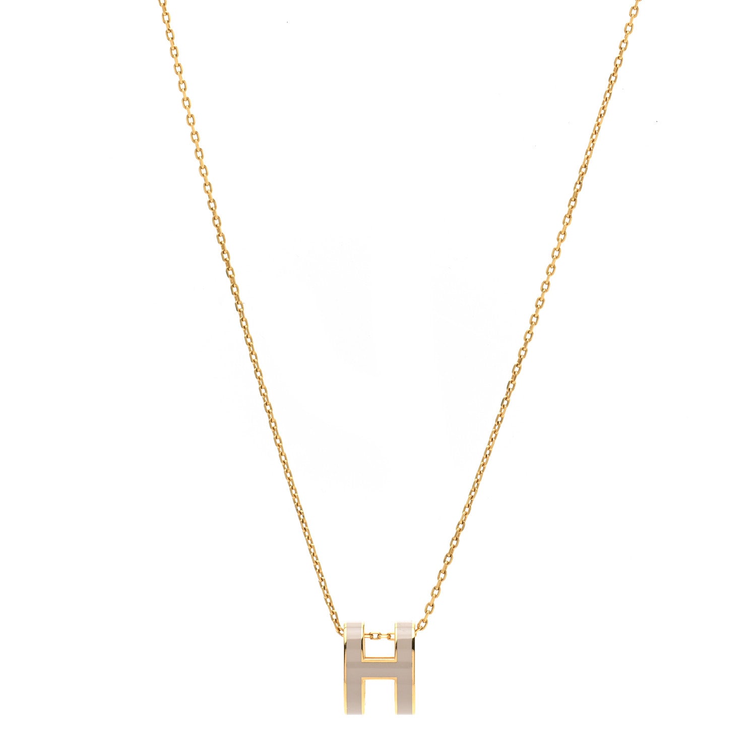 Hermes Lacquered Gold Pop H Pendant Necklace Marron Glace 1 of 8