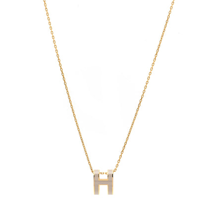 Hermes Lacquered Gold Pop H Pendant Necklace Marron Glace 1 of 8