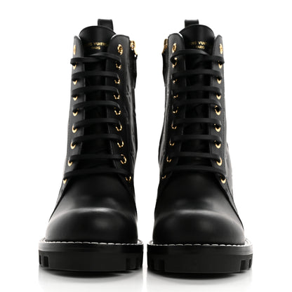 Louis Vuitton Calfskin Monogram Star Trail Ankle Boots 37 Black 2 of 9