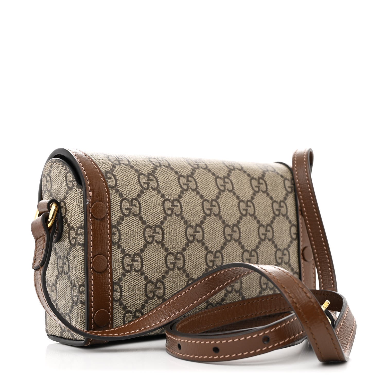 Gucci GG Supreme Monogram Mini Horsebit 1955 Shoulder Bag Beige Brown Sugar 3 of 12