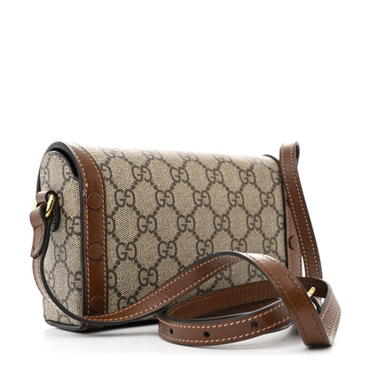 Gucci GG Supreme Monogram Mini Horsebit 1955 Shoulder Bag Beige Brown Sugar 3 of 12
