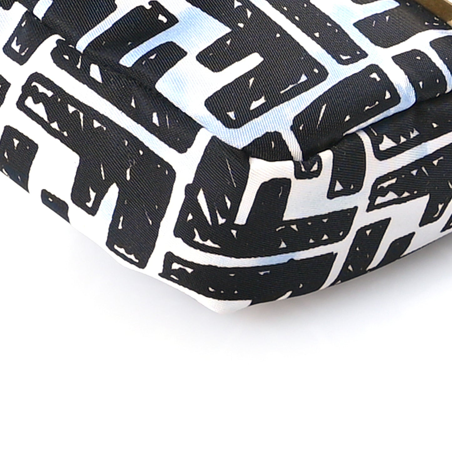 X JOSHUA VIDES Nylon FF Cloudy Mini Belt Baguette Bag White Celeste Black