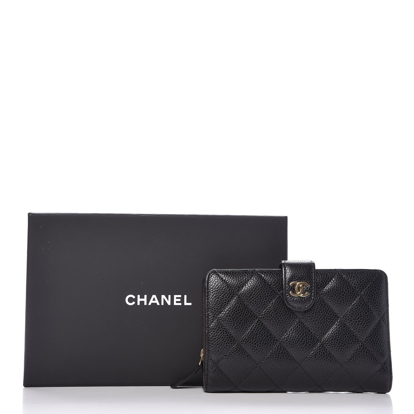 Caviar Quilted Zipped Pocket Wallet Black
