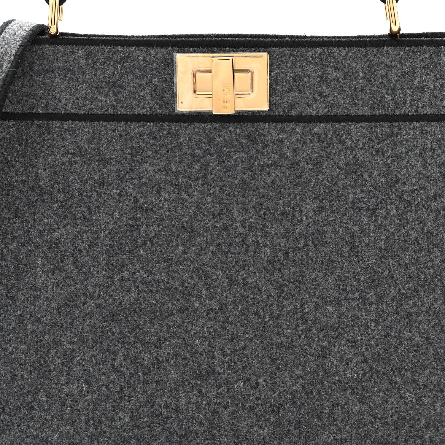 Fendi Melange Flannel Satin Threaded Edge Medium Peekaboo I SEE U East West Satchel Grigio Bois de Rose 10 of 13