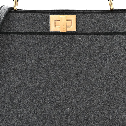 Fendi Melange Flannel Satin Threaded Edge Medium Peekaboo I SEE U East West Satchel Grigio Bois de Rose 10 of 13