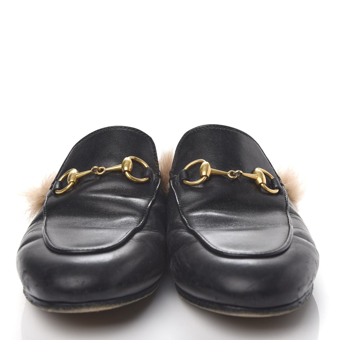 Calfskin Fur Womens Princetown Slippers 35 Black