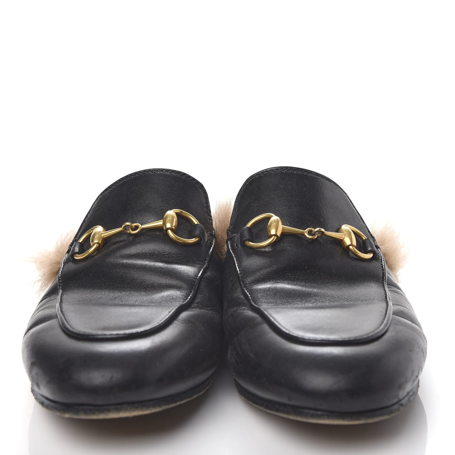 Gucci Calfskin Fur Womens Princetown Slippers 35 Black 5 of 10
