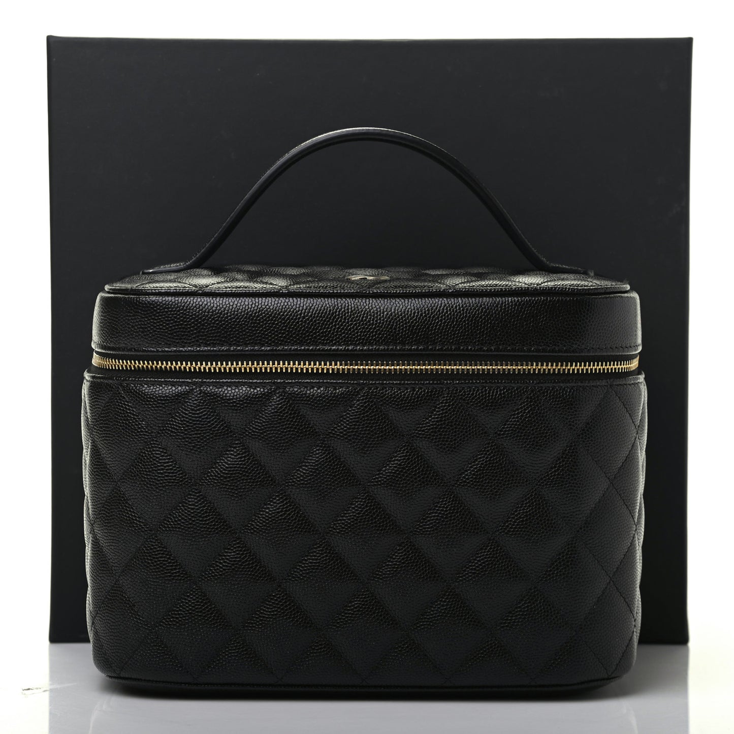 Caviar Quilted Large Vanity Pouch Black