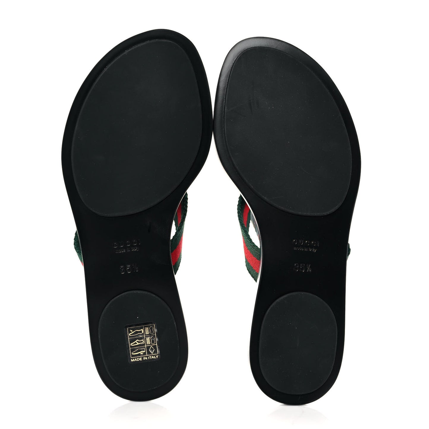 Nylon Guccissima Web Womens Thong Sandals 35.5 Green Red Black