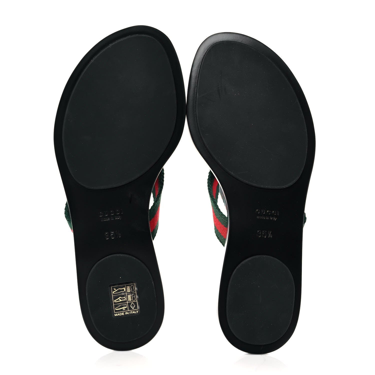 Gucci Nylon Guccissima Web Womens Thong Sandals 35.5 Green Red Black 5 of 8