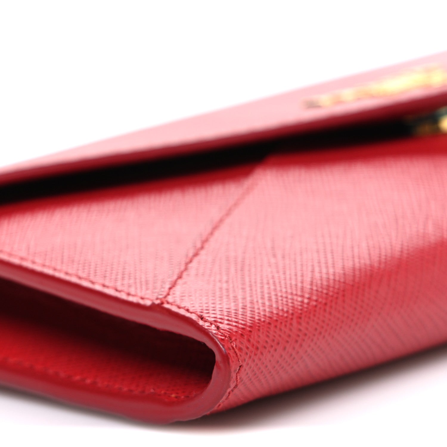 Prada Saffiano Metal Envelope Wristlet Crossbody Wallet Fuoco 8 of 9