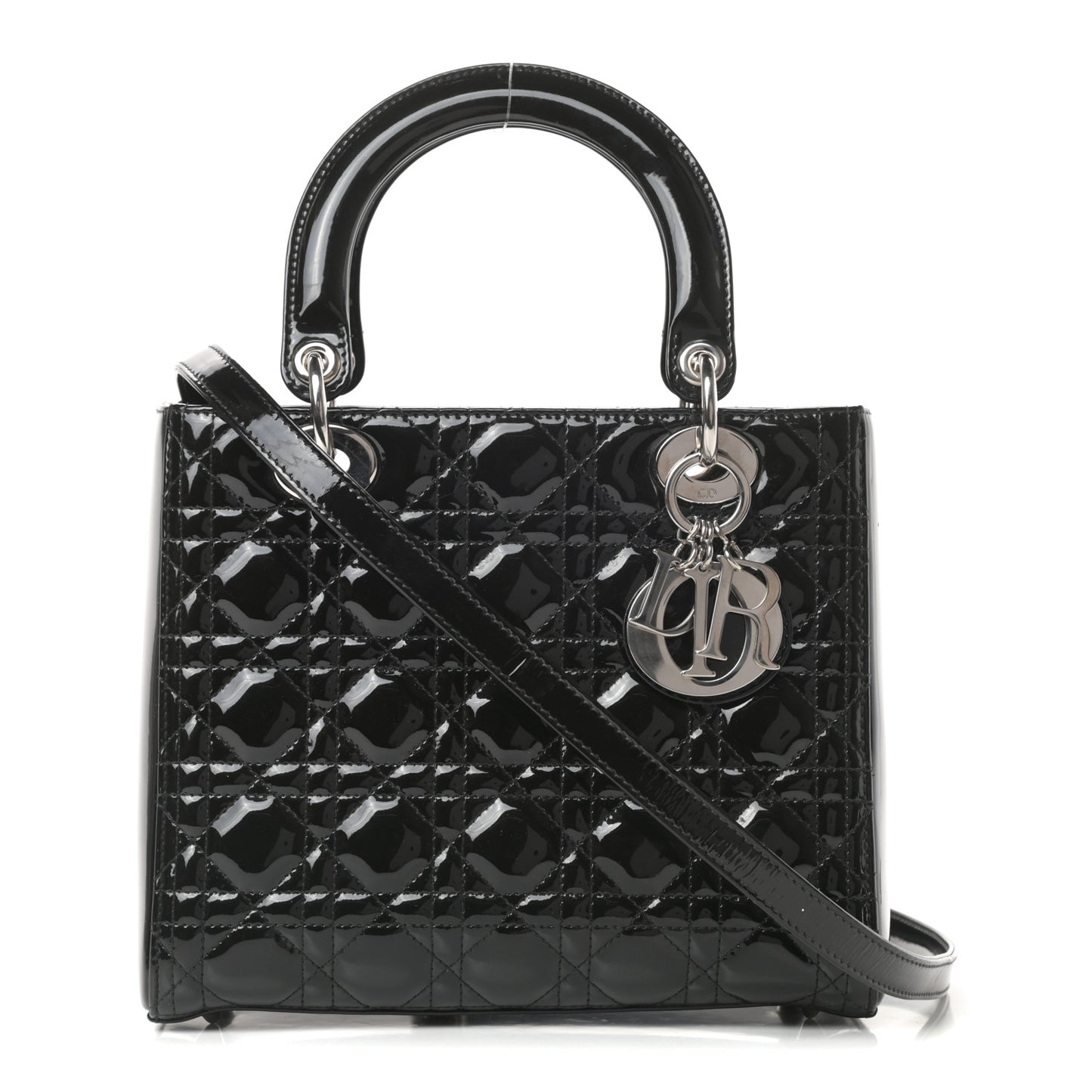 Patent Cannage Medium Lady Dior Black