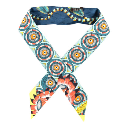 Hermes Silk The Savana Dance Twilly Turquoise Petrole Jaune 1 of 3