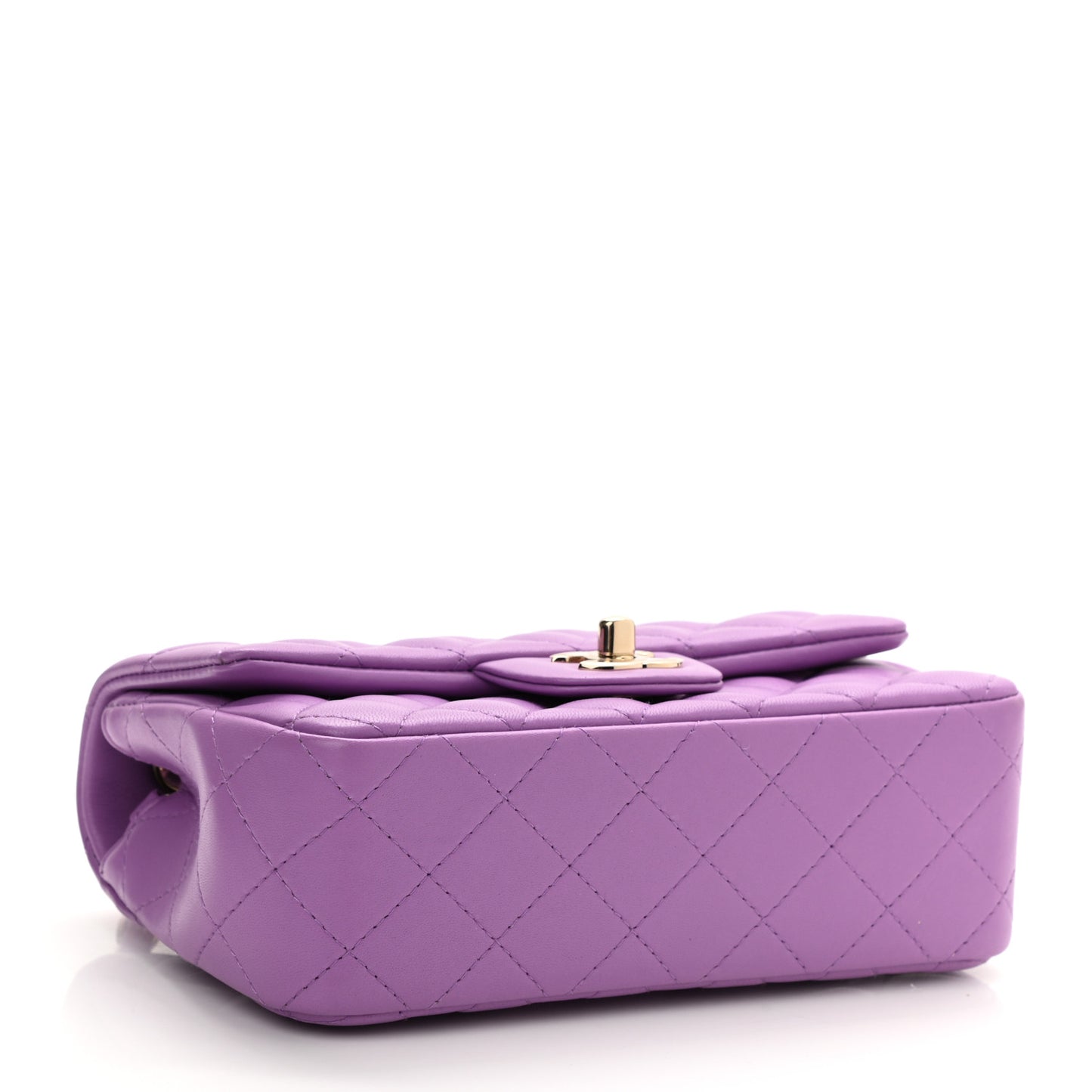Lambskin Quilted Mini Rectangular Flap Purple
