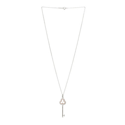 Tiffany Sterling Silver Enamel Trefoil Key Pendant Necklace  Pink 3 of 5