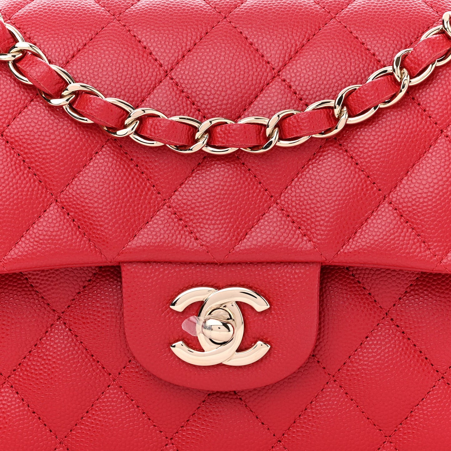 Caviar Quilted Small Double Flap Red