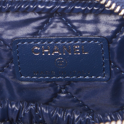 Chanel Lambskin Quilted Medium Curvy Pouch Cosmetic Case Blue 8 of 9