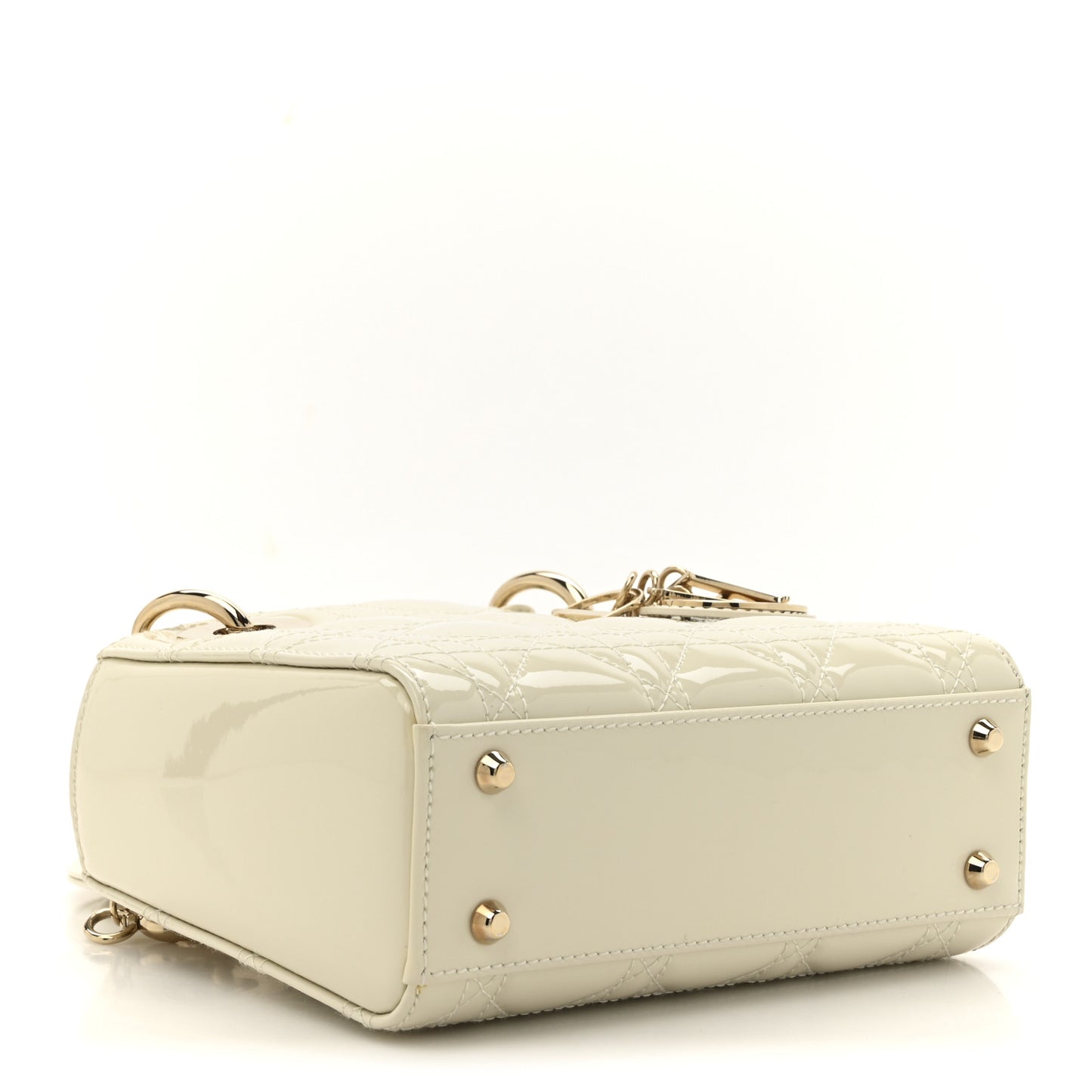 Patent Cannage Mini Lady Dior Ivory