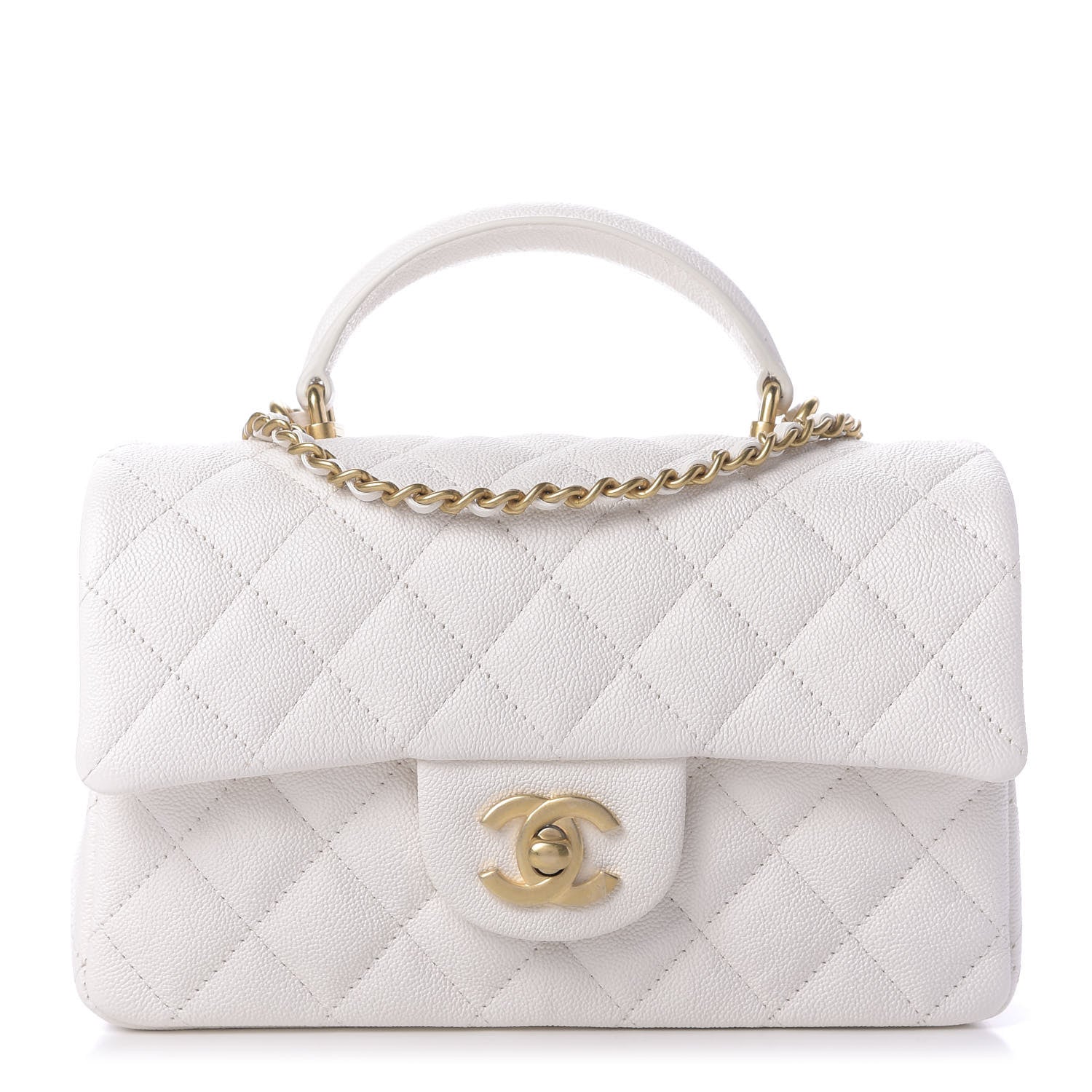 Chanel Caviar Quilted Mini Top Handle Rectangular Flap White 1 of 9