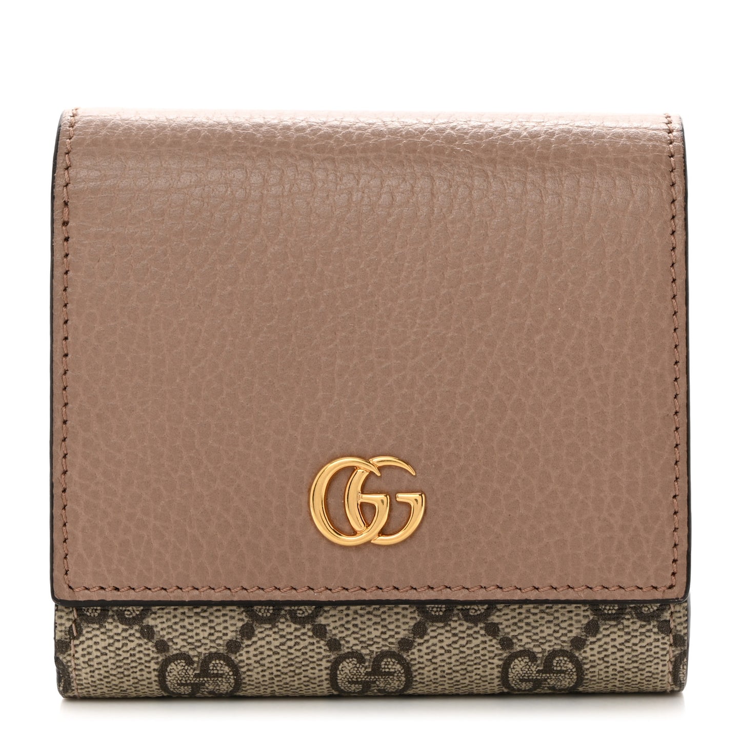 Dollar Calfskin GG Supreme Monogram Medium GG Marmont Card Case Porcelain Rose Beige Ebony