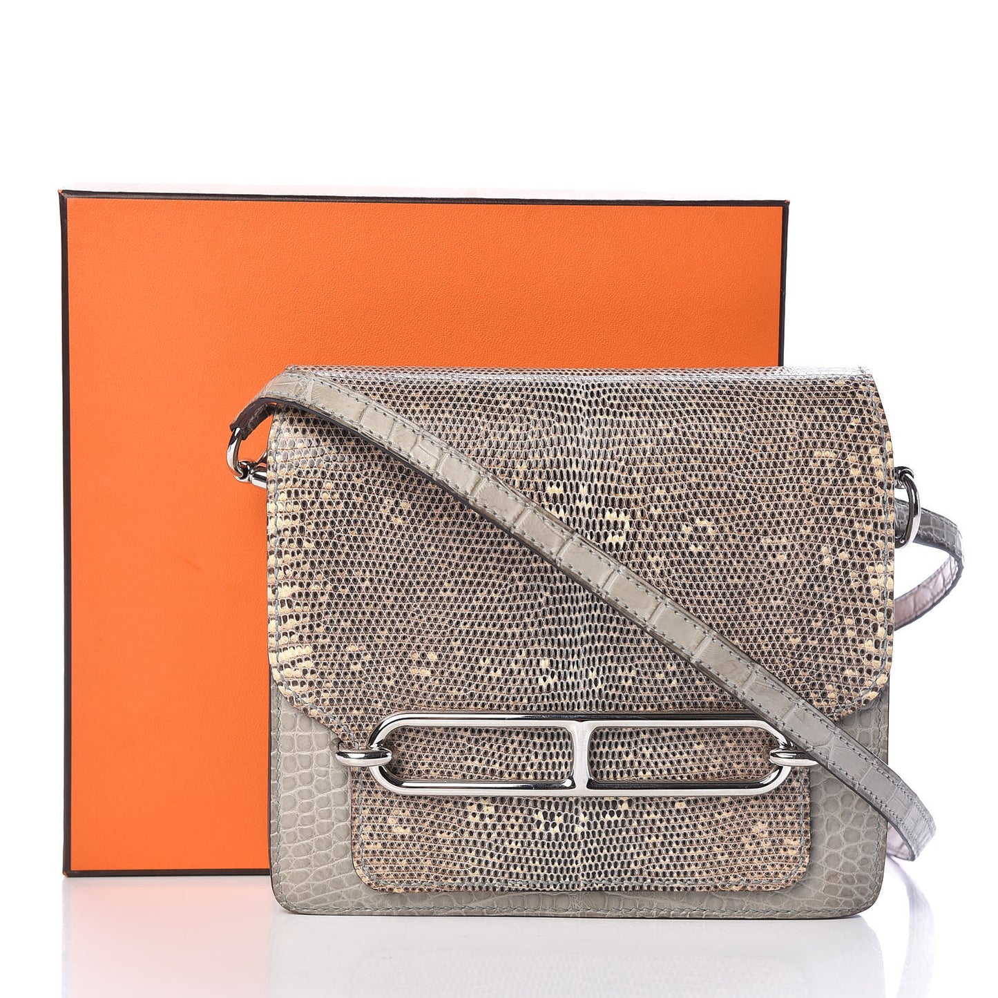 Matte Alligator Lizard Mini Sac Roulis Ombre Gris Perle