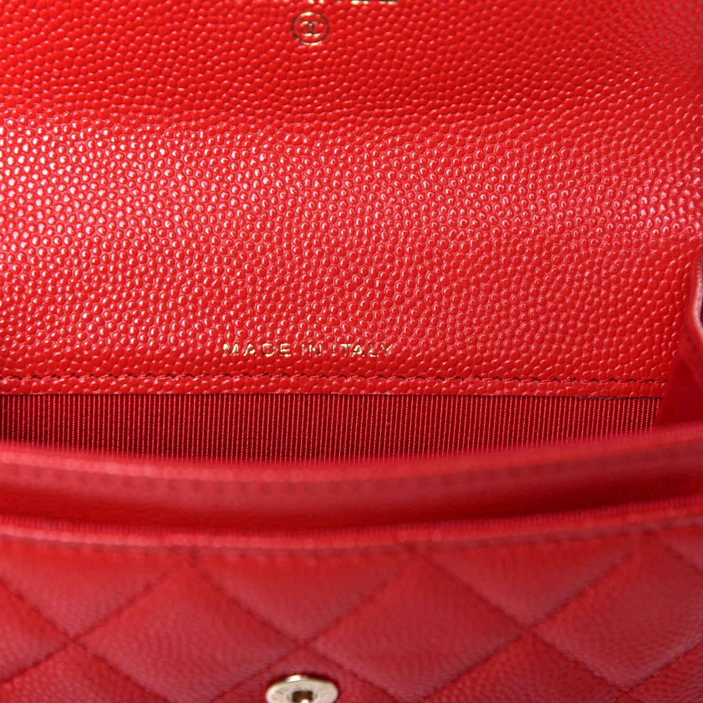 Caviar Quilted Flap Card Holder Wallet Red