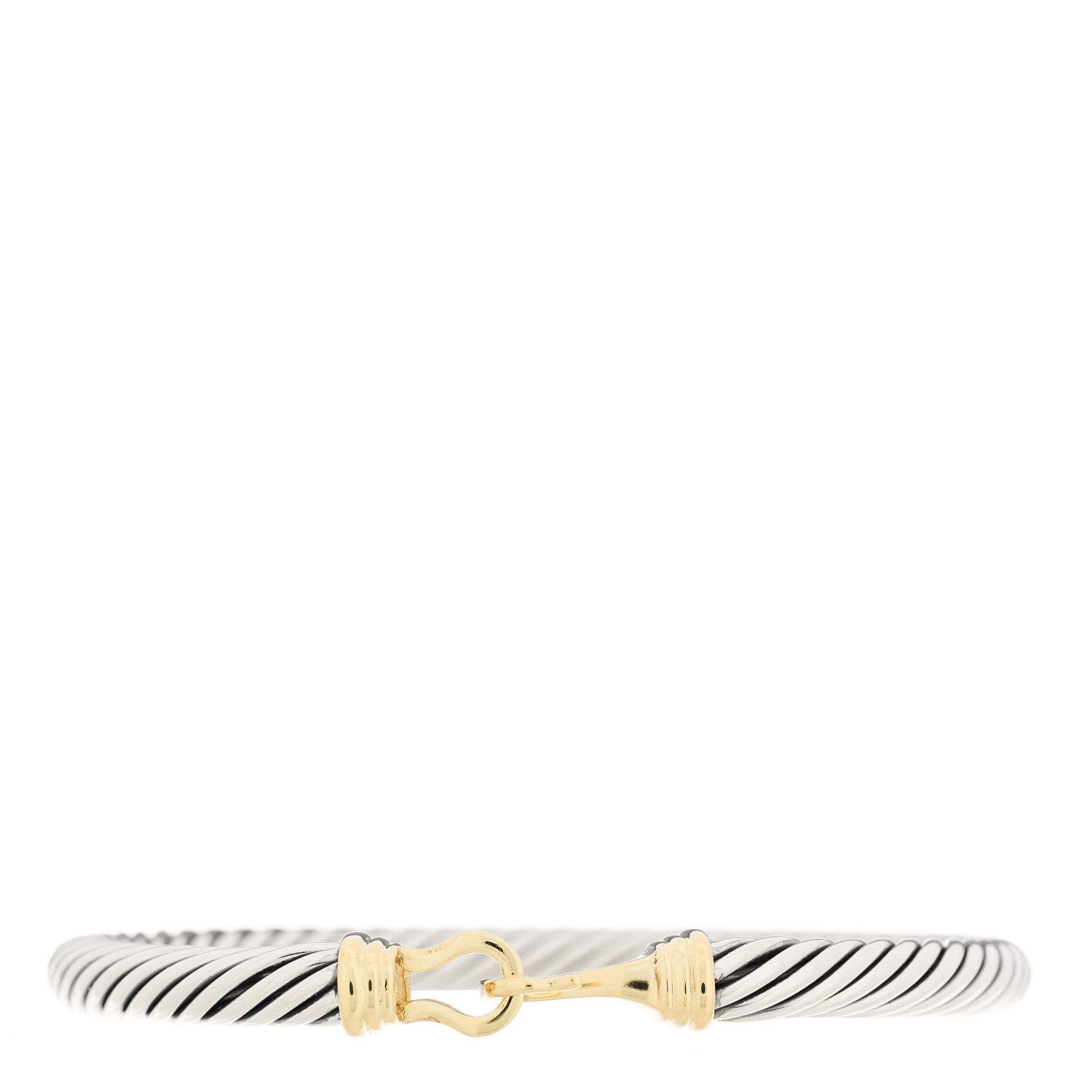 David Yurman Sterling Silver 14K Yellow Gold 5mm Cable Classic Buckle Bracelet 1 of 4