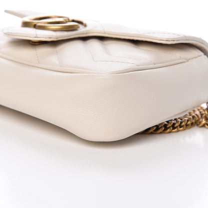 Gucci Calfskin Matelasse Super Mini GG Marmont Shoulder Bag White 11 of 13