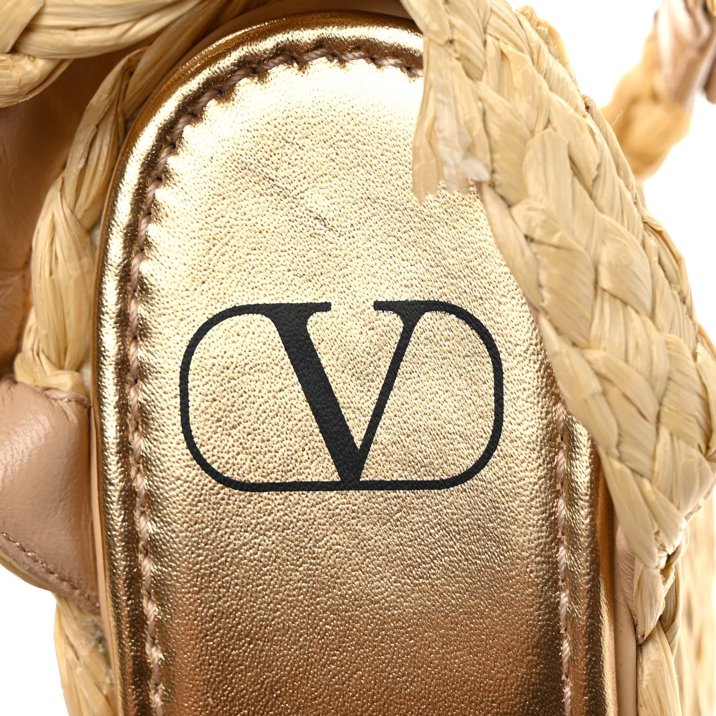 Raffia VLogo Ankle Wrap Espadrille 45/90mm Platform Wedge Sandals 36 Naturale