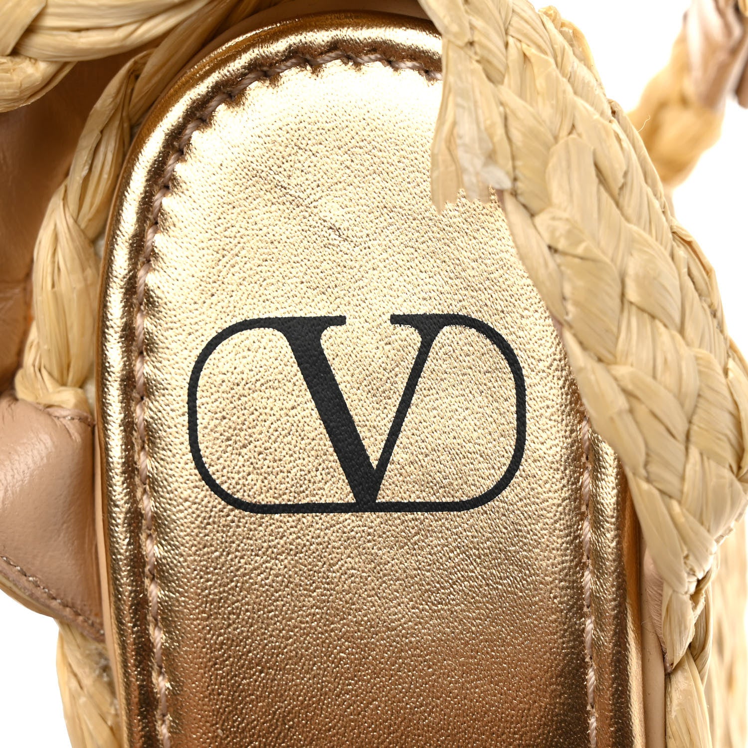 Valentino Garavani Raffia VLogo Ankle Wrap Espadrille 45/90mm Platform Wedge Sandals 36 Naturale 7 of 9