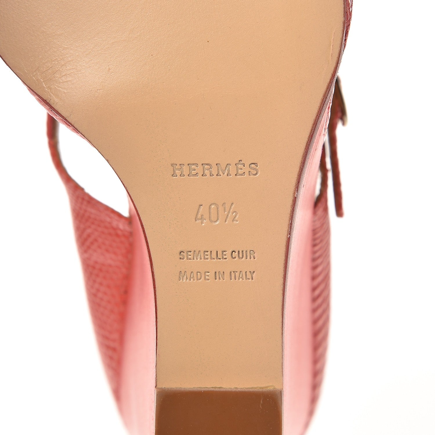 Hermes Lizard Dual Strap Wedge Sandals 40.5 Bougainvillea 7 of 10