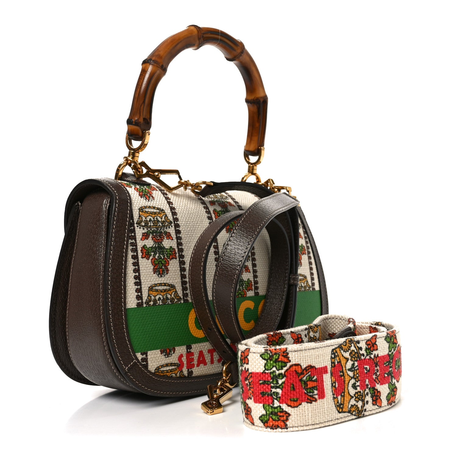 Gucci Canvas Calfskin 100 Centennial Music Medium Bamboo 1947 Top