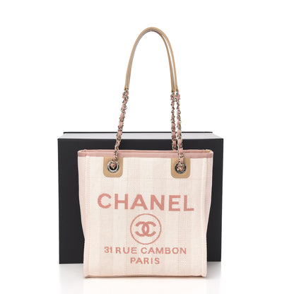 Chanel Mixed Fibers Calfskin Striped Mini Deauville Tote Pink 10 of 10