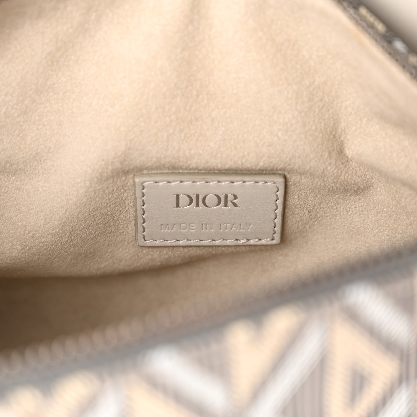 Coated Canvas Calfskin CD Diamond Mens Saddle Bag Greige Multicolor