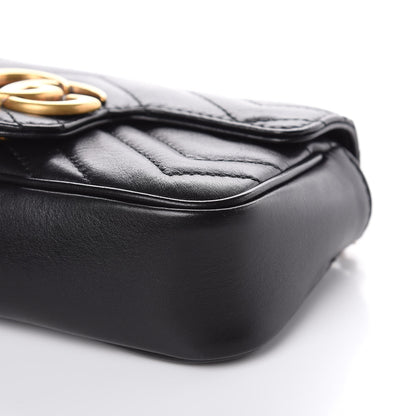 Gucci Calfskin Matelasse Super Mini GG Marmont Shoulder Bag Black 10 of 15