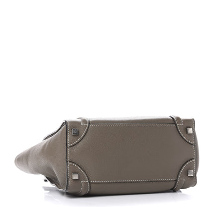 Celine Drummed Calfskin Micro Luggage Souris 3 of 9