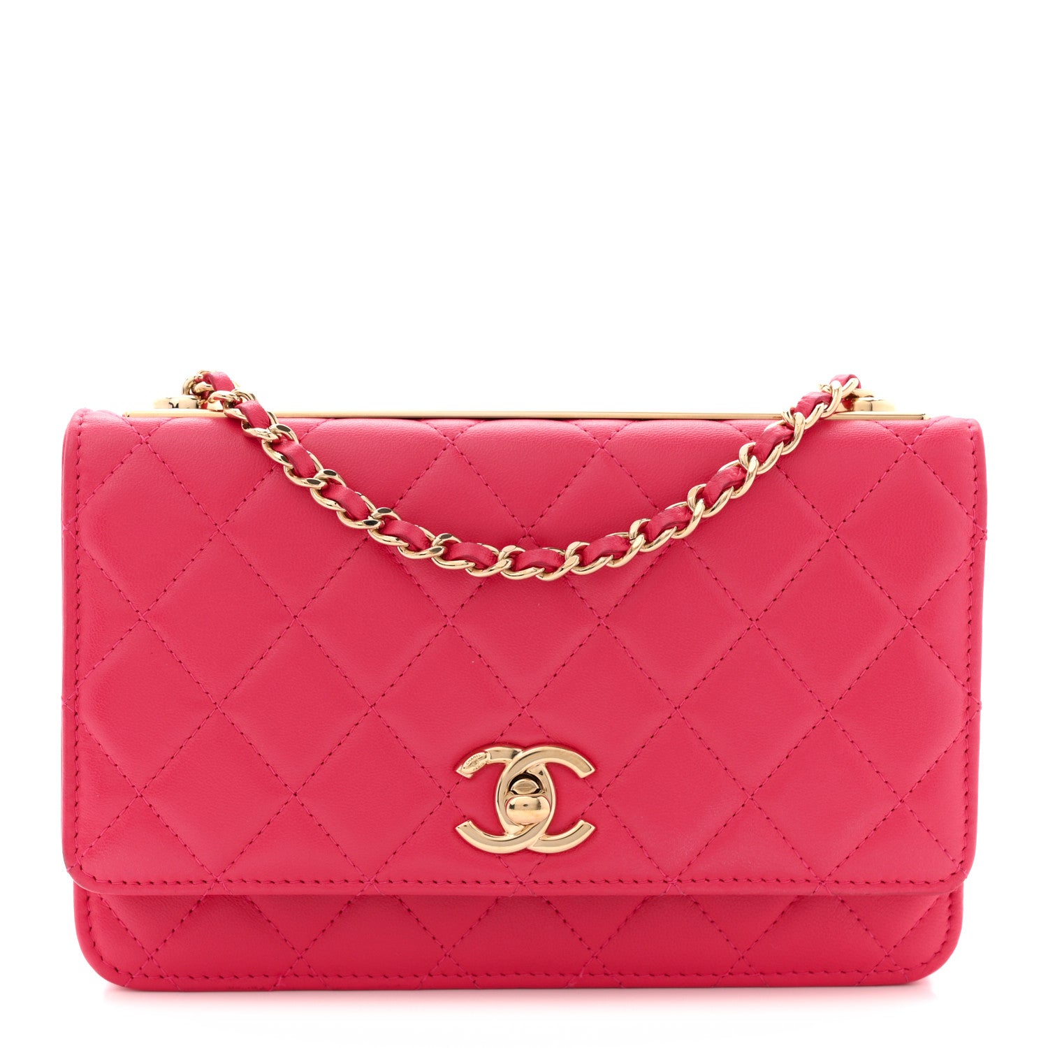 Chanel Lambskin Quilted Trendy CC Wallet On Chain WOC Dark Pink 1 of 14