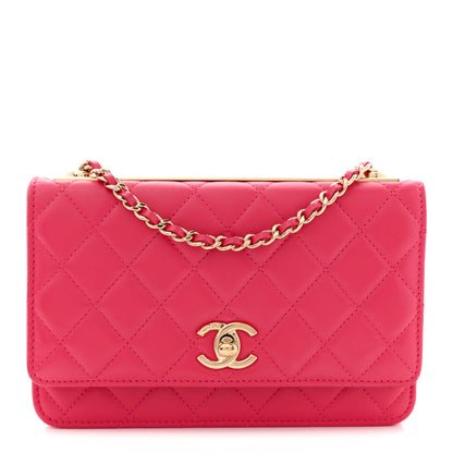 Chanel Lambskin Quilted Trendy CC Wallet On Chain WOC Dark Pink 1 of 14