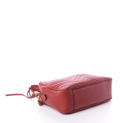 Gucci Calfskin Matelasse Medium GG Marmont Chain Shoulder Bag Hibiscus Red 4 of 9