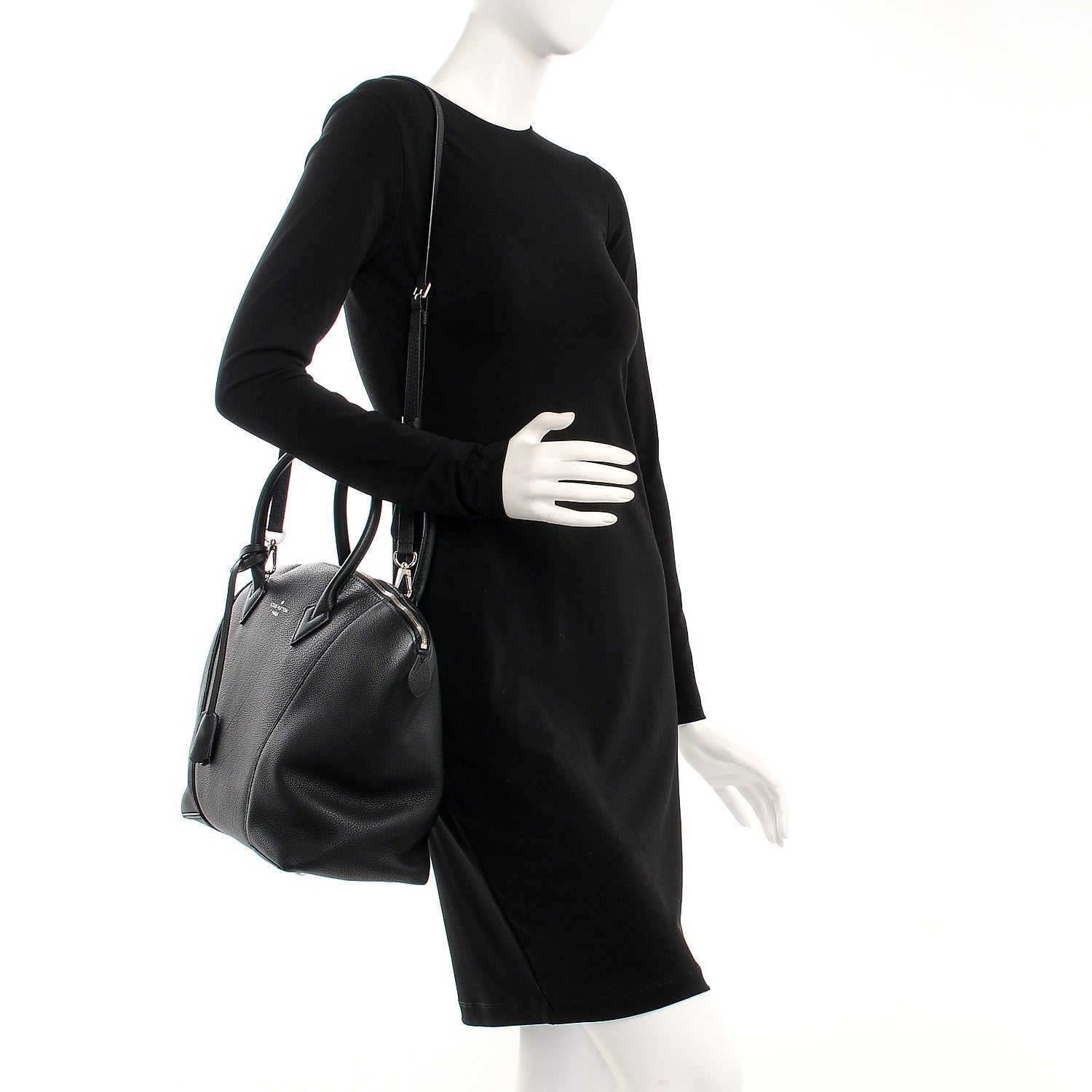 Louis Vuitton Veau Cachemire Soft Lockit MM Black 2 of 9