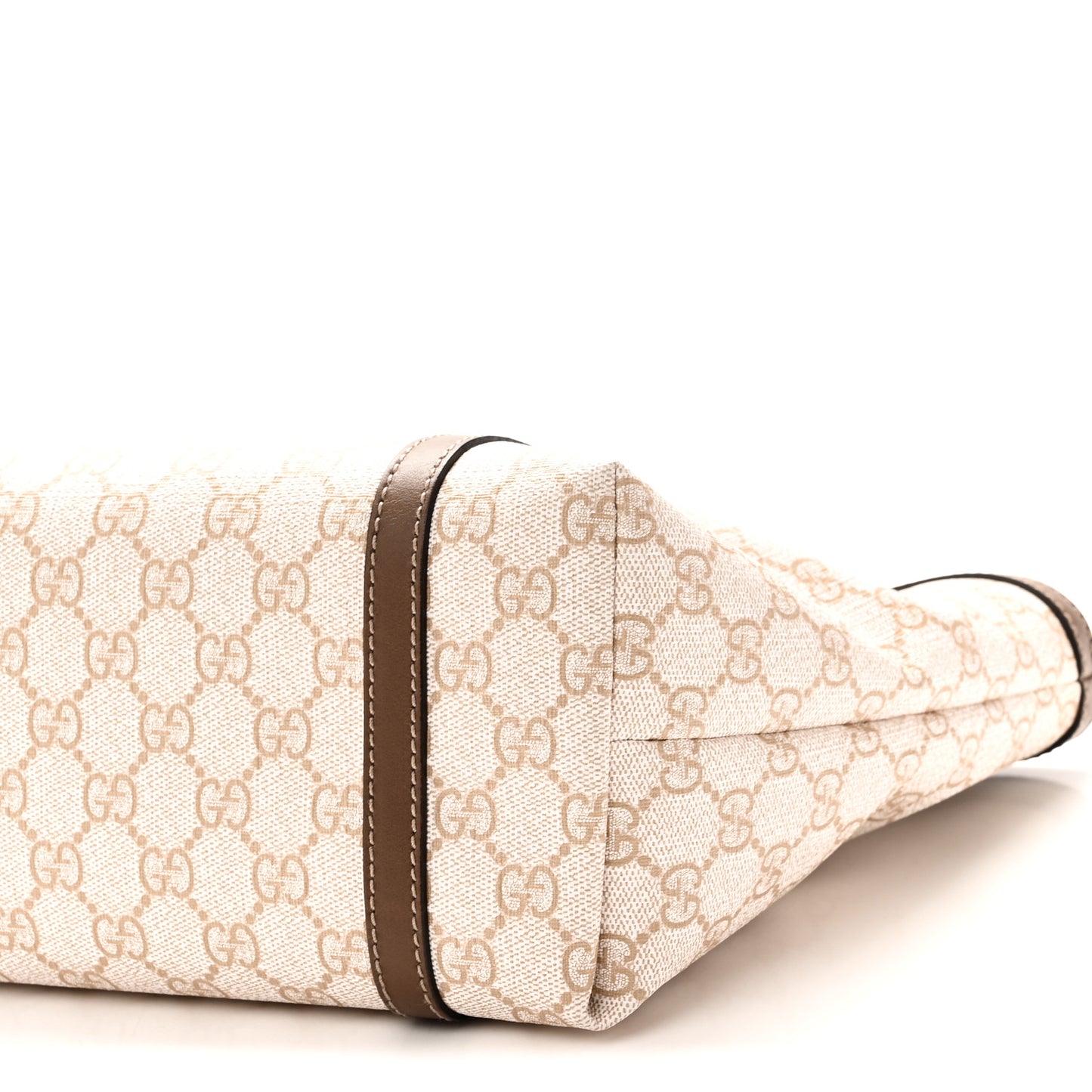 GG Supreme Monogram Calfskin Small Nice Tote New Mystic White Beige Brown
